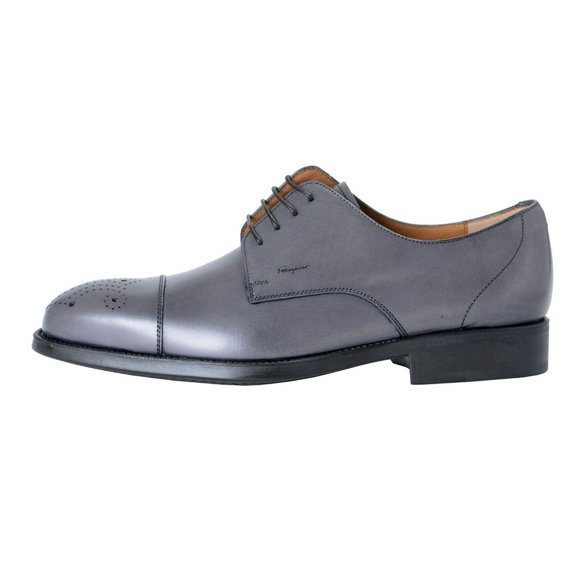 Salvatore Ferragamo Gray Leather Oxfords Shoes main image 5